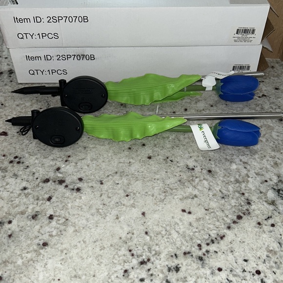 (2) Evergreen 29"H Solar Artificial Floral Garden Stake - Picture 4 of 5